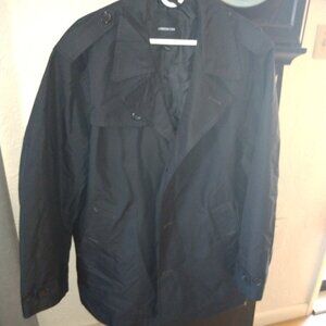 London Fog Men’s Black Wool Blend Pea Coat Size Large Button Overcoat Jacket